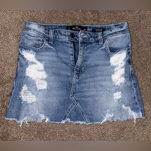 Hollister Asymmetrical Distressed Denim Skirt